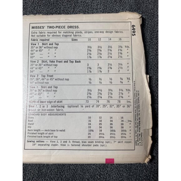 Simplicity Misses Two piece Dress Sewing Pattern sz 14 6495 - uncut - Picture 6 of 11